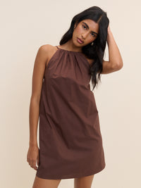 Brown Halterneck Alessia Mini Dress