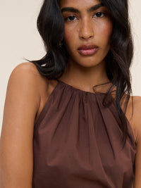 Brown Halterneck Alessia Mini Dress