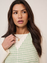 Green Boucle Shift Mini Dress
