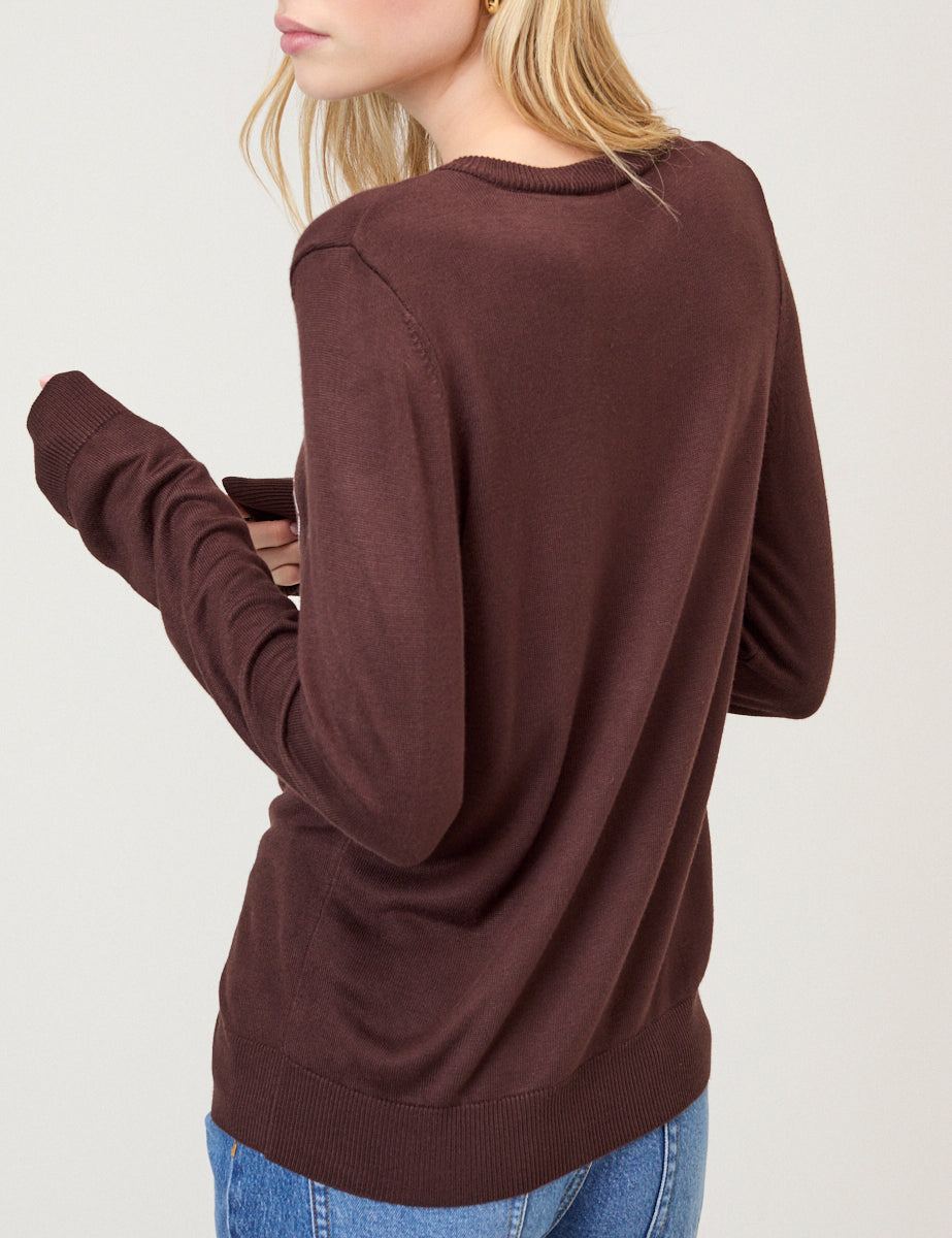 Brown Argyle Print Cardigan