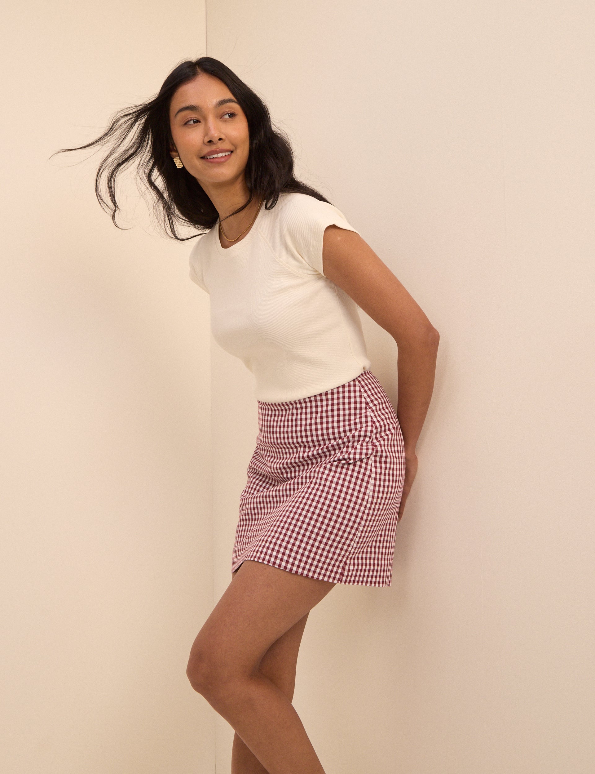 Burgundy Gingham Claudia Mini Skirt