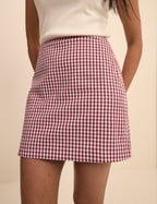 Burgundy Gingham Claudia Mini Skirt