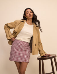 Burgundy Gingham Claudia Mini Skirt