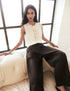 Brown Pleated Wide Leg Trousers