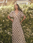 Brown Check Rowena Midi Dress