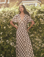 Brown Check Rowena Midi Dress