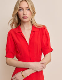 Red Collared Chrissy Midi Dress