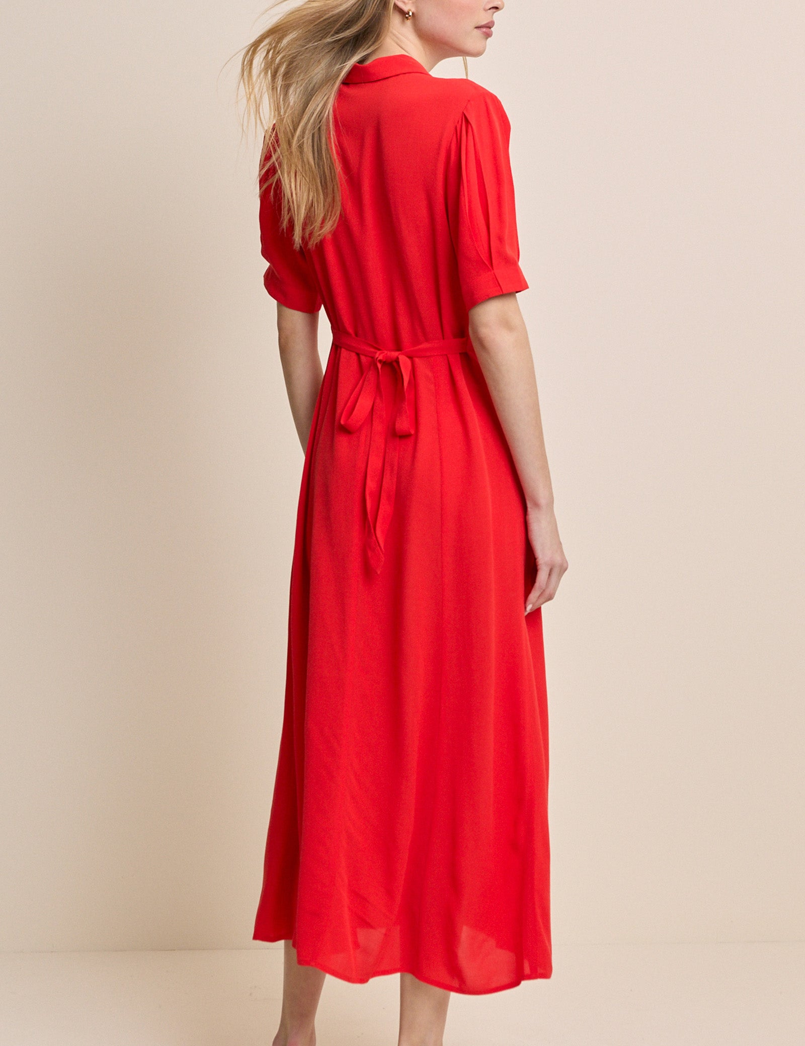 Red Collared Chrissy Midi Dress
