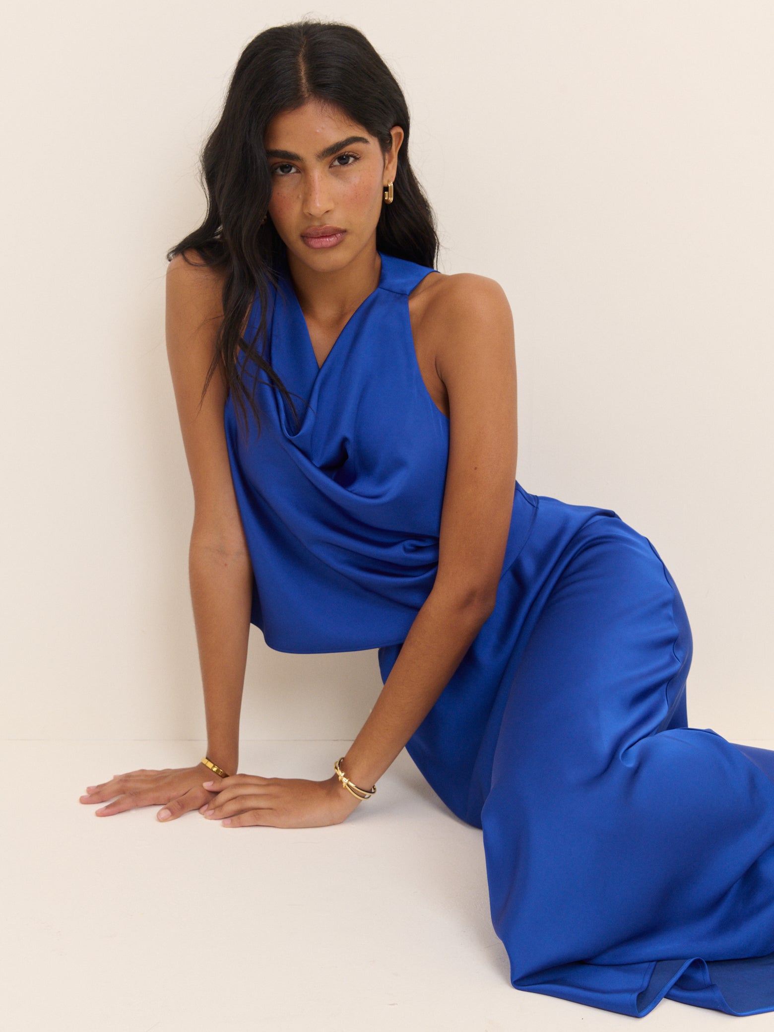 Electric Blue Cowl Neck Top