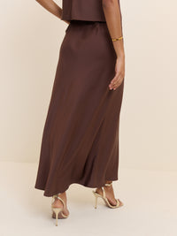 Brown Satin Slip Maxi Skirt