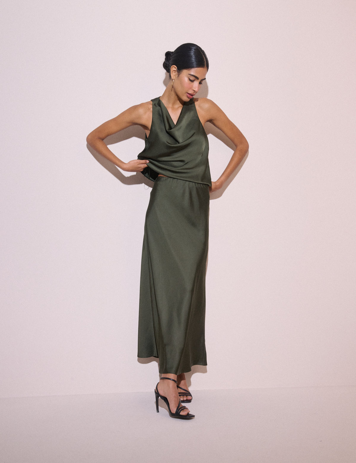 Forest Green Satin Eton Slip Skirt