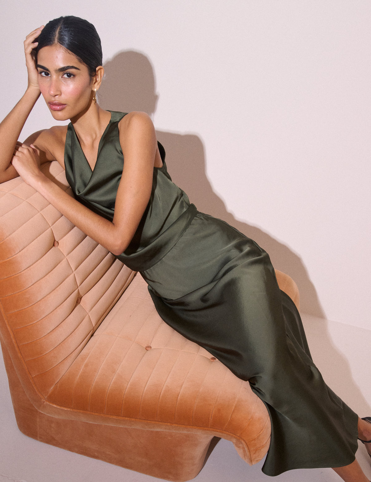 Forest Green Satin Eton Slip Skirt