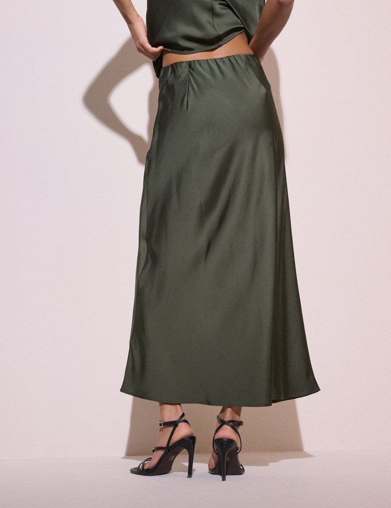Forest Green Satin Eton Slip Skirt