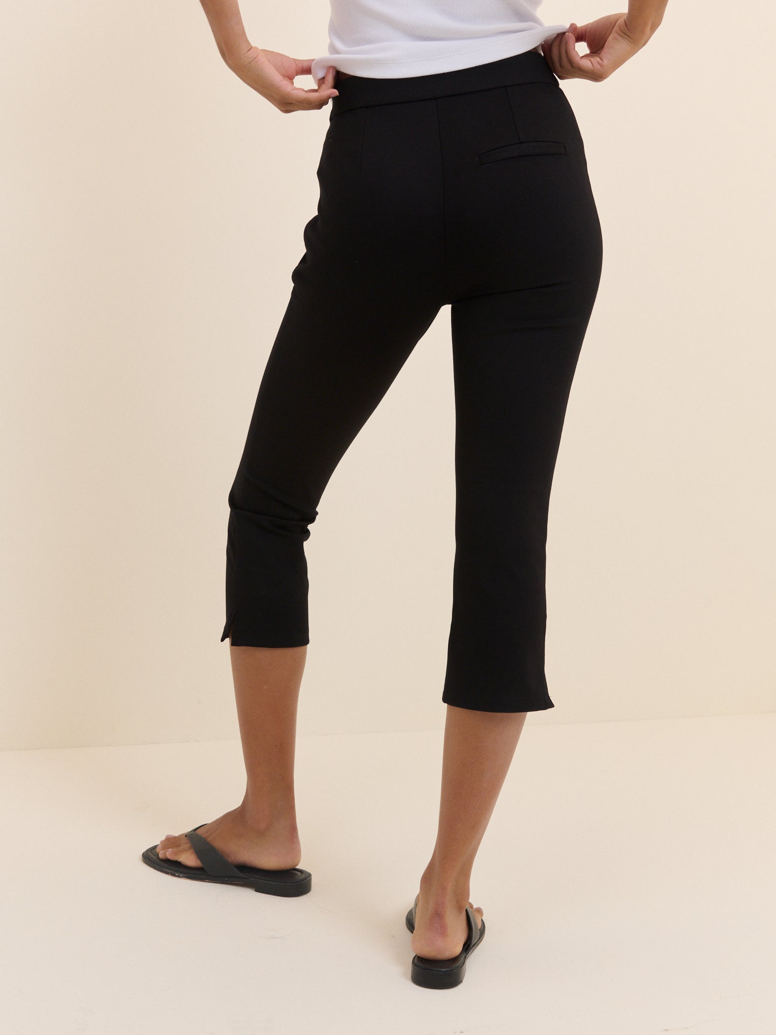 Black Jersey Ponte Capris Trousers