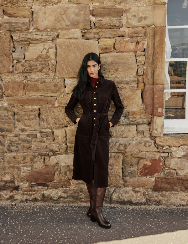 Brown Cord Finchley Shirt Dress