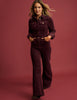 Burgundy Cord Flared Jumpsuit