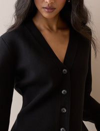 Black Cinched Knitted Cardigan