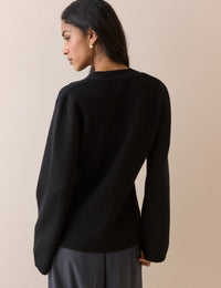 Black Cinched Knitted Cardigan