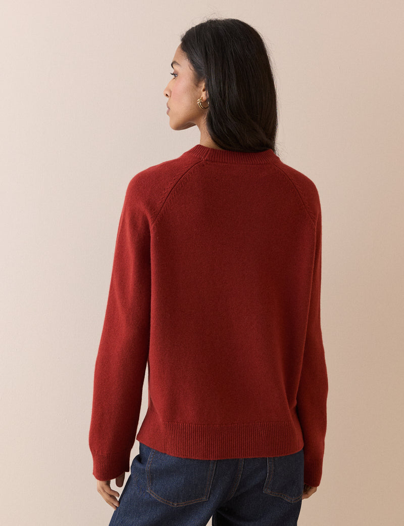 Rust Red Raglan Sleeve Wool Jumper