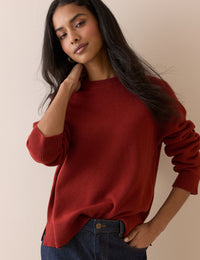 Rust Red Raglan Sleeve Wool Jumper