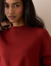 Rust Red Raglan Sleeve Wool Jumper