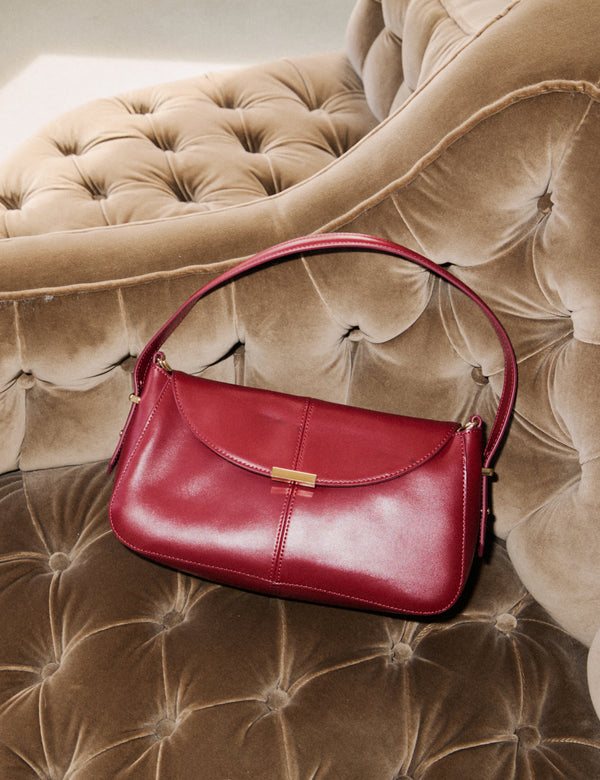 Red Leather Foldover Bag