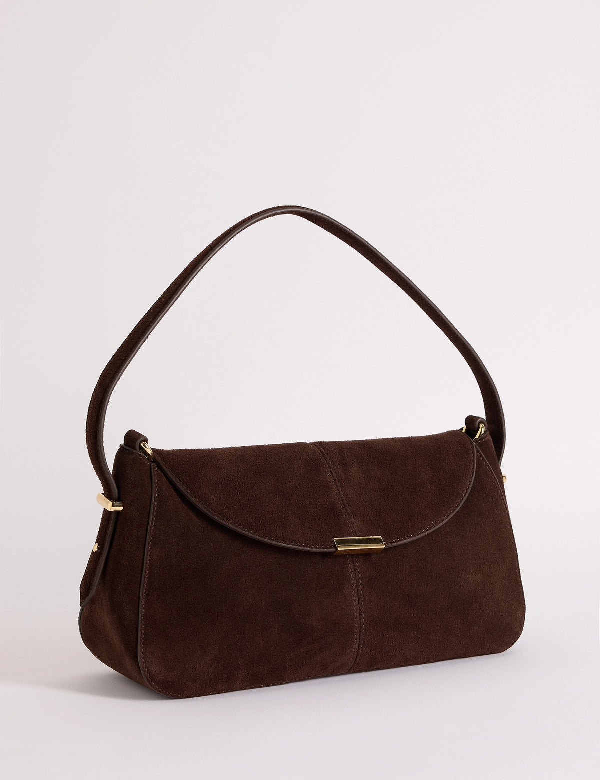 Chocolate Brown Suede Foldover Bag