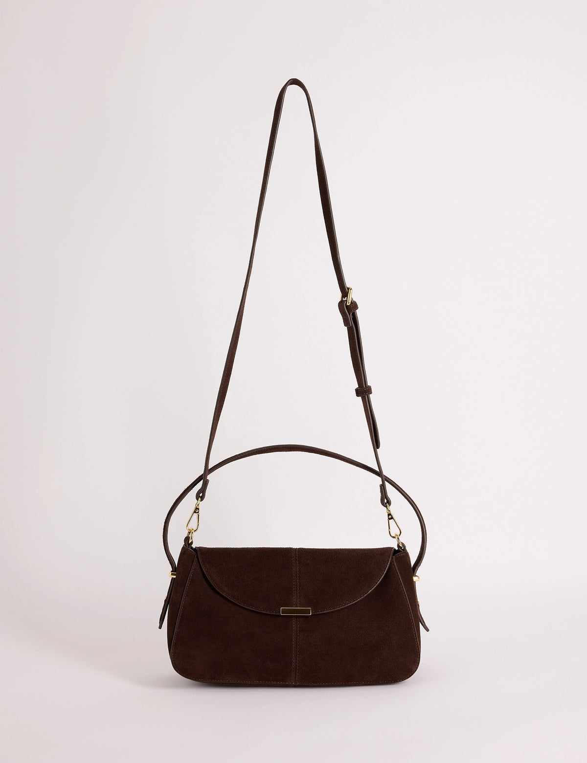 Chocolate Brown Suede Foldover Bag