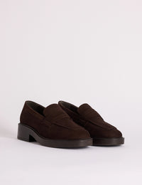 Brown Suede Chunky Loafers