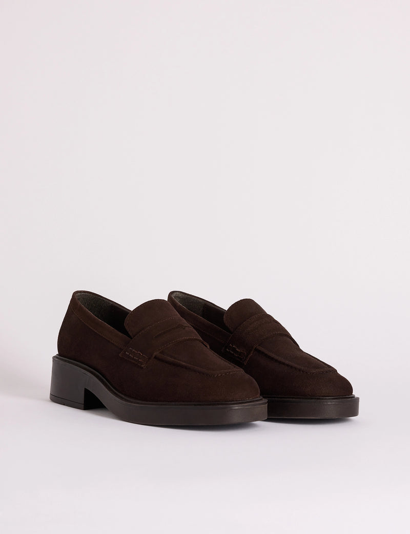 Brown Suede Chunky Loafers