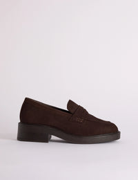 Brown Suede Chunky Loafers