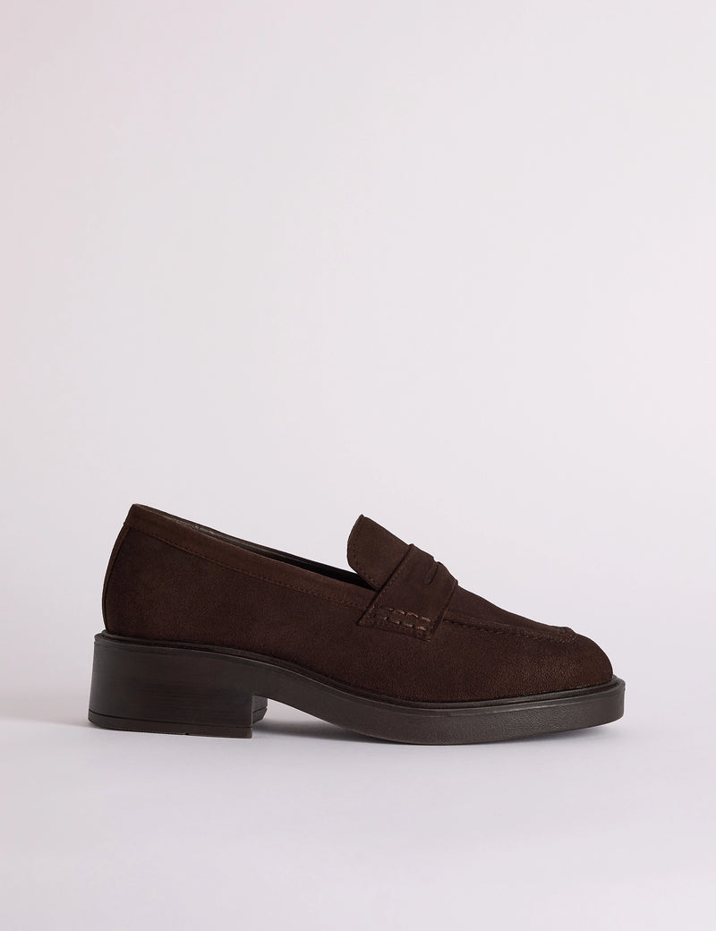 Brown Suede Chunky Loafers