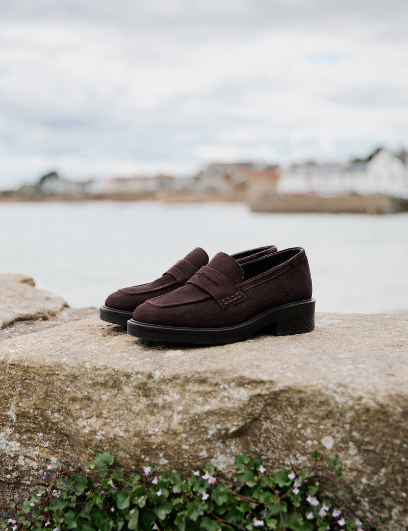 Brown Suede Chunky Loafers