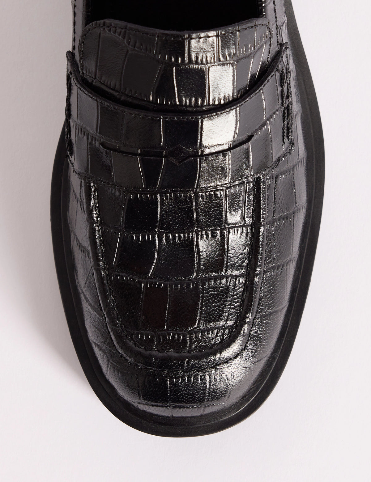 Black Croc-Embossed Chunky Loafes