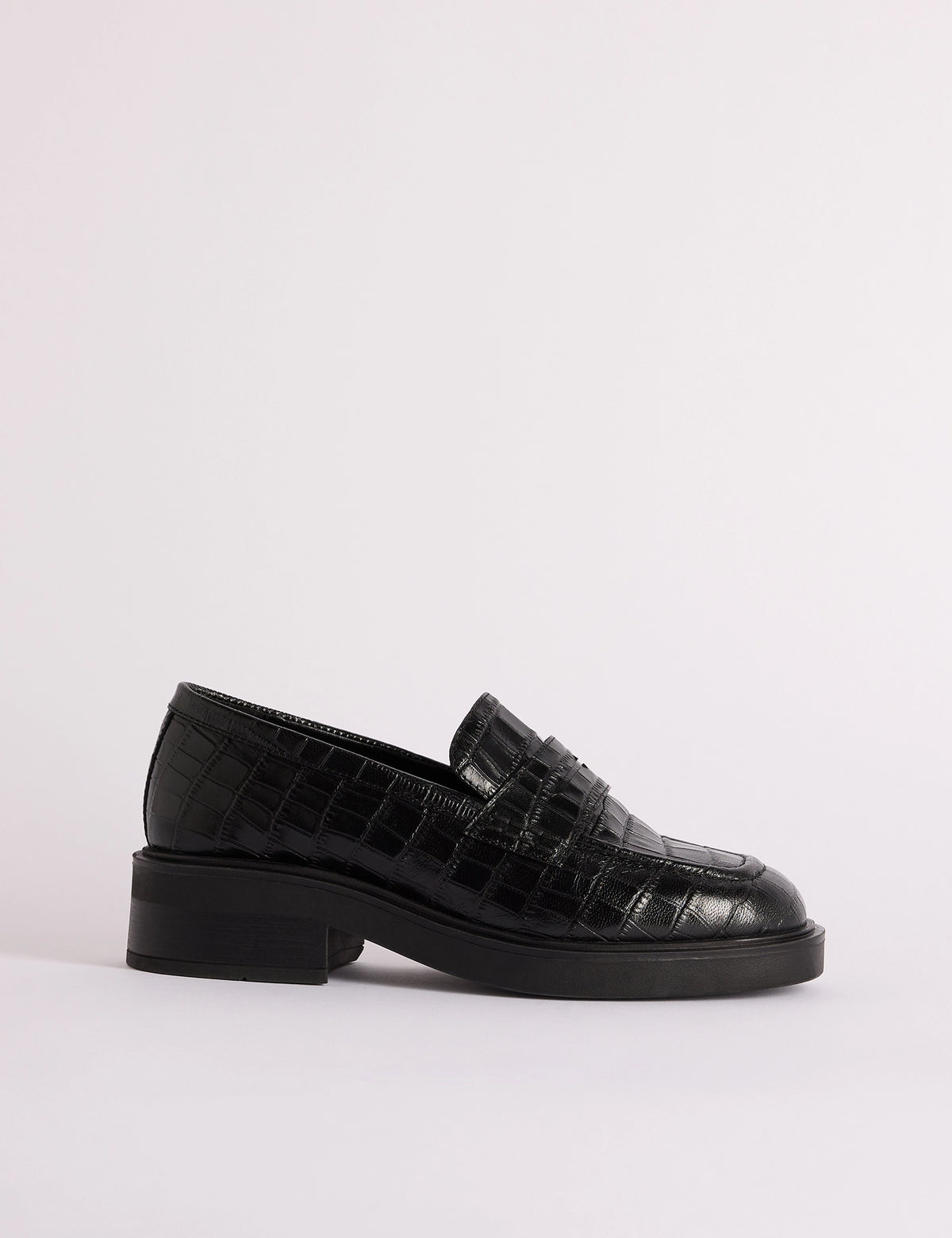 Black Croc-Embossed Chunky Loafes