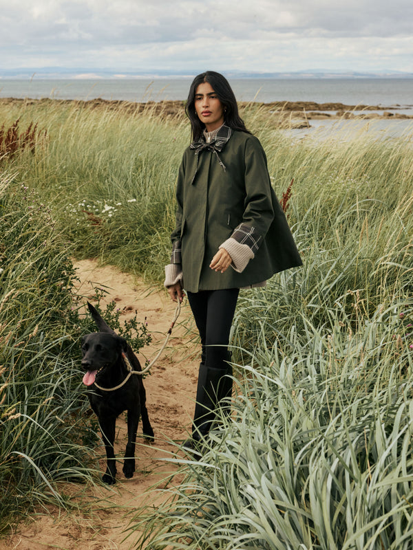 Khaki Tartan Trim Country Jacket