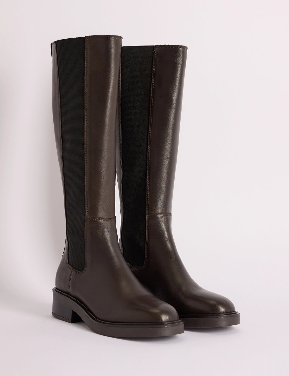 Mahogany Brown Leather Knee High Boots