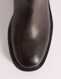 Mahogany Brown Leather Knee High Boots
