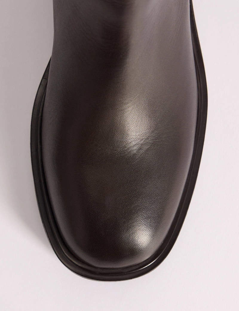 Mahogany Brown Leather Knee High Boots