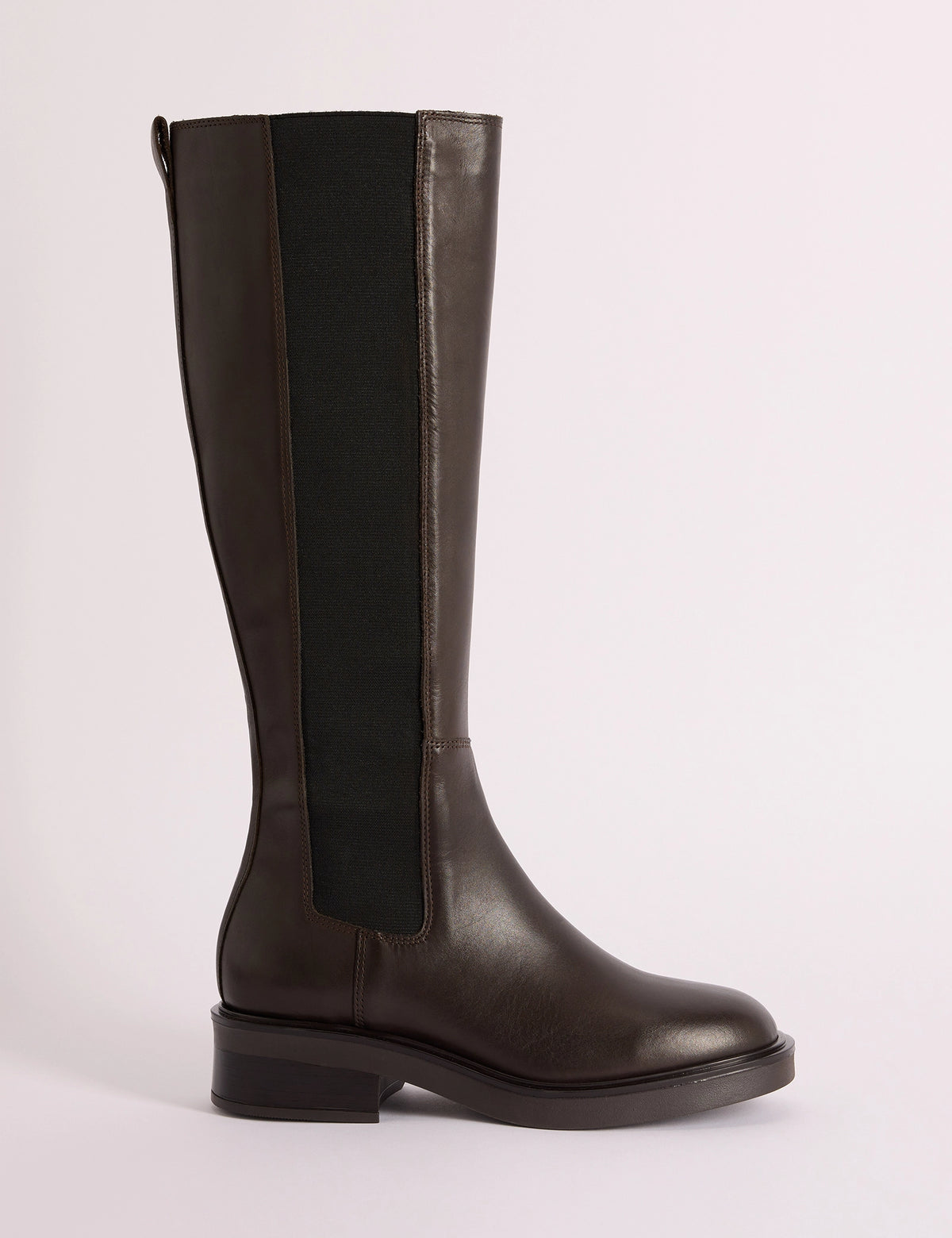 Mahogany Brown Leather Knee High Boots