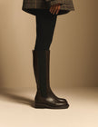 Mahogany Brown Leather Knee High Boots