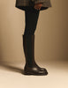 Mahogany Brown Leather Knee High Boots