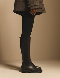 Mahogany Brown Leather Knee High Boots
