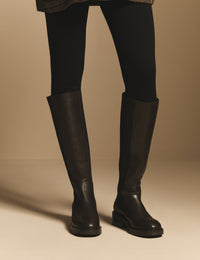 Mahogany Brown Leather Knee High Boots
