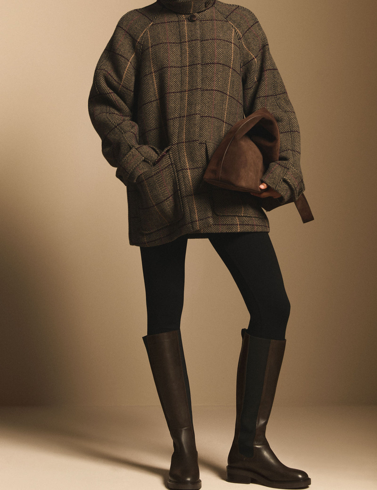 Mahogany Brown Leather Knee High Boots