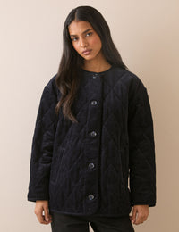 Navy Quilted Cord Jacket