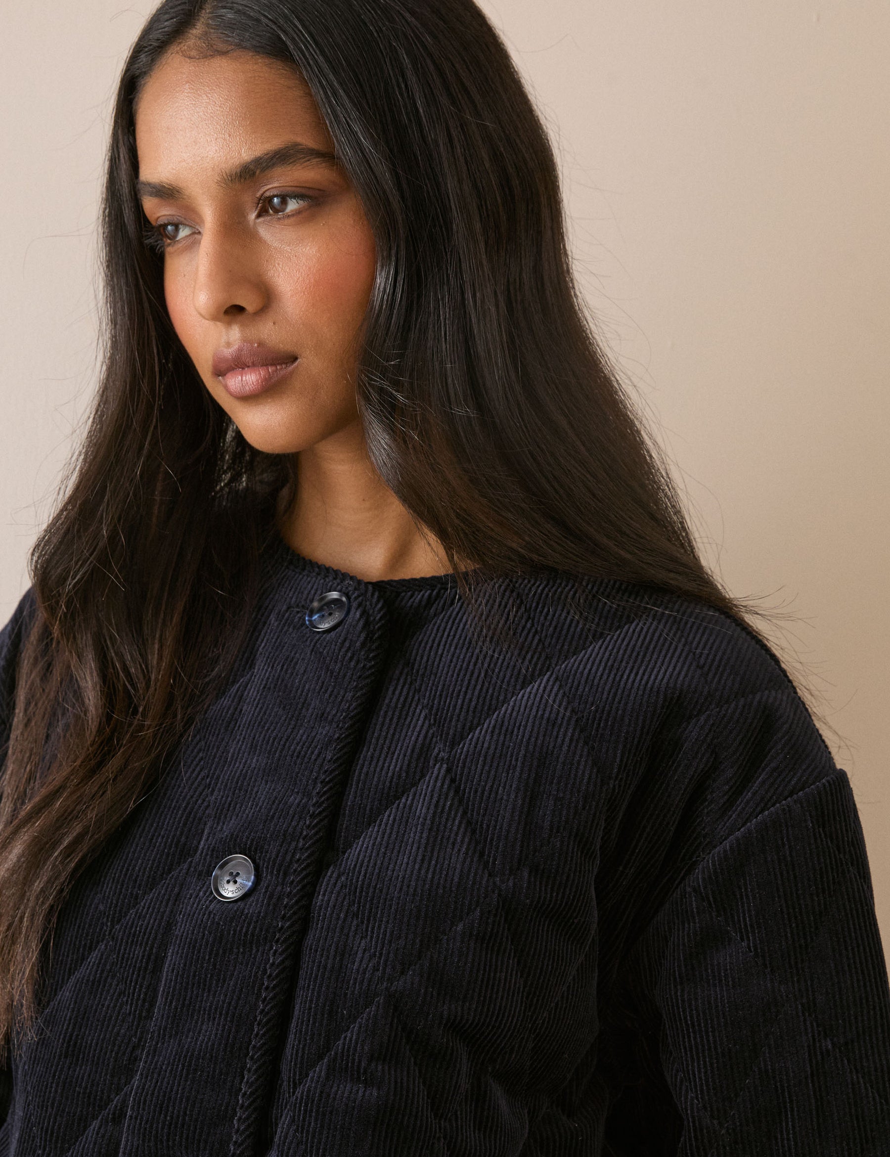 Navy Quilted Cord Jacket
