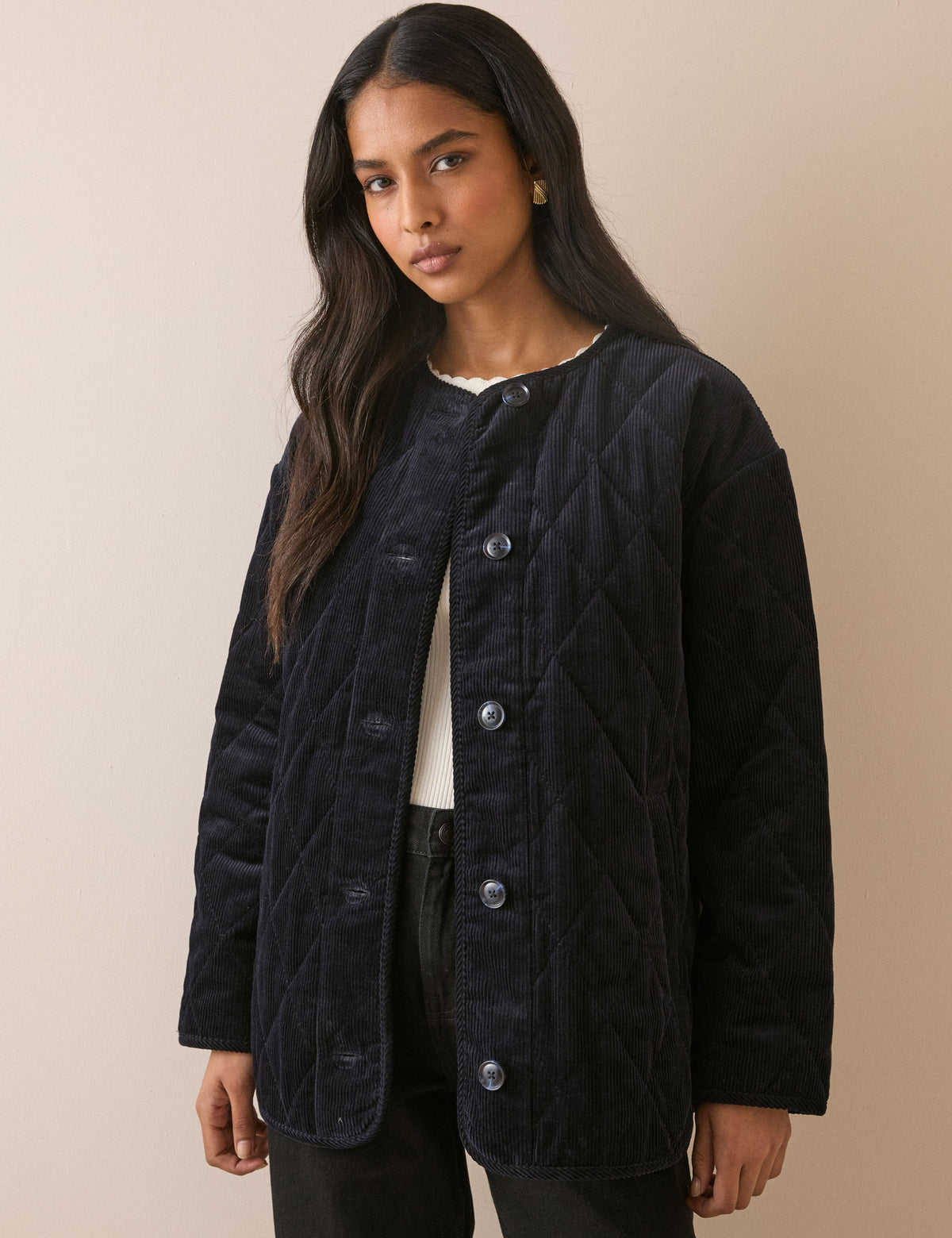 Navy Quilted Cord Jacket