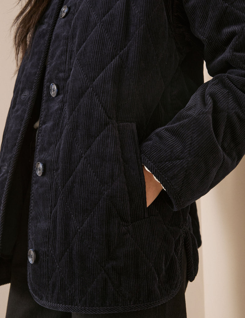 Navy Quilted Cord Jacket