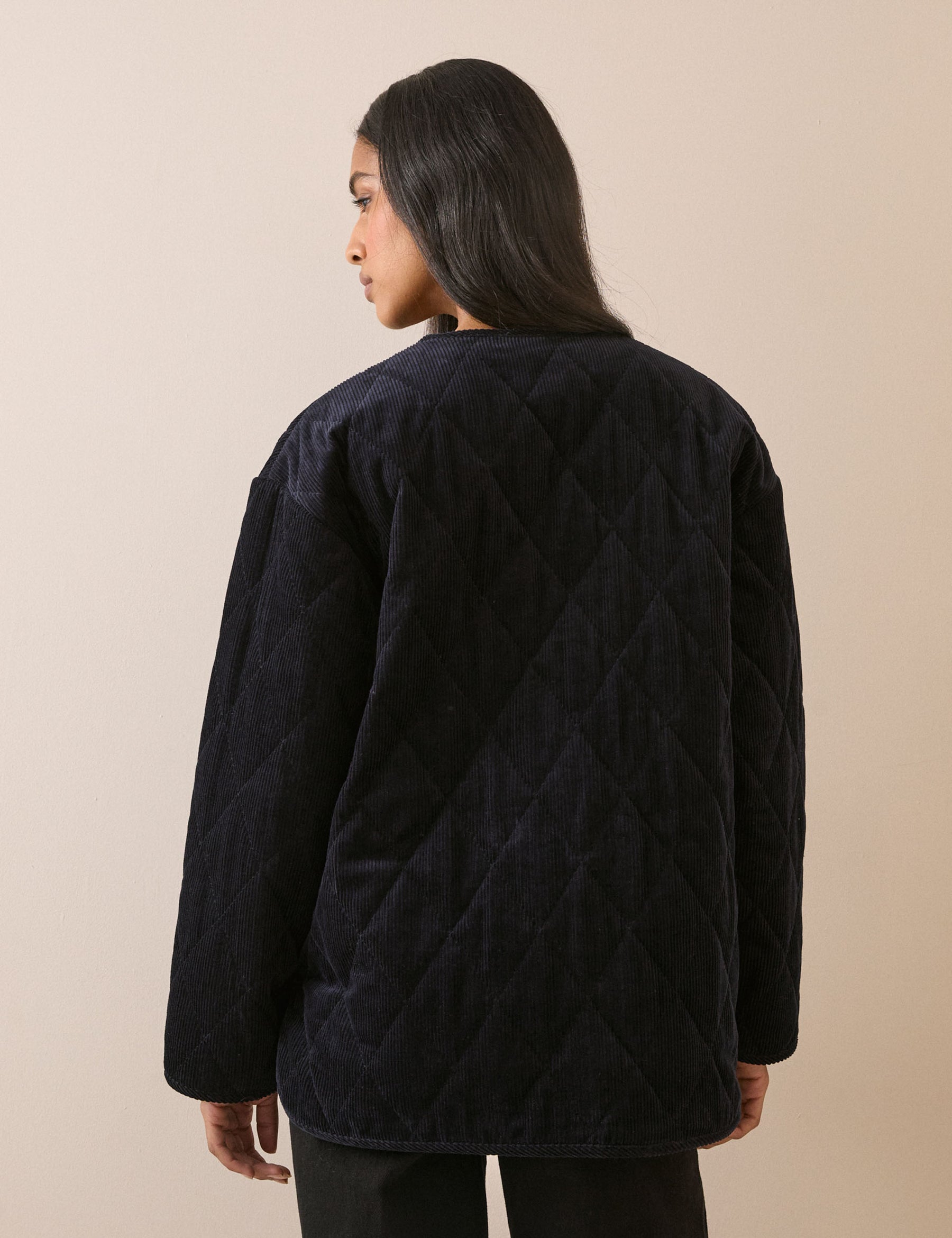 Navy Quilted Cord Jacket